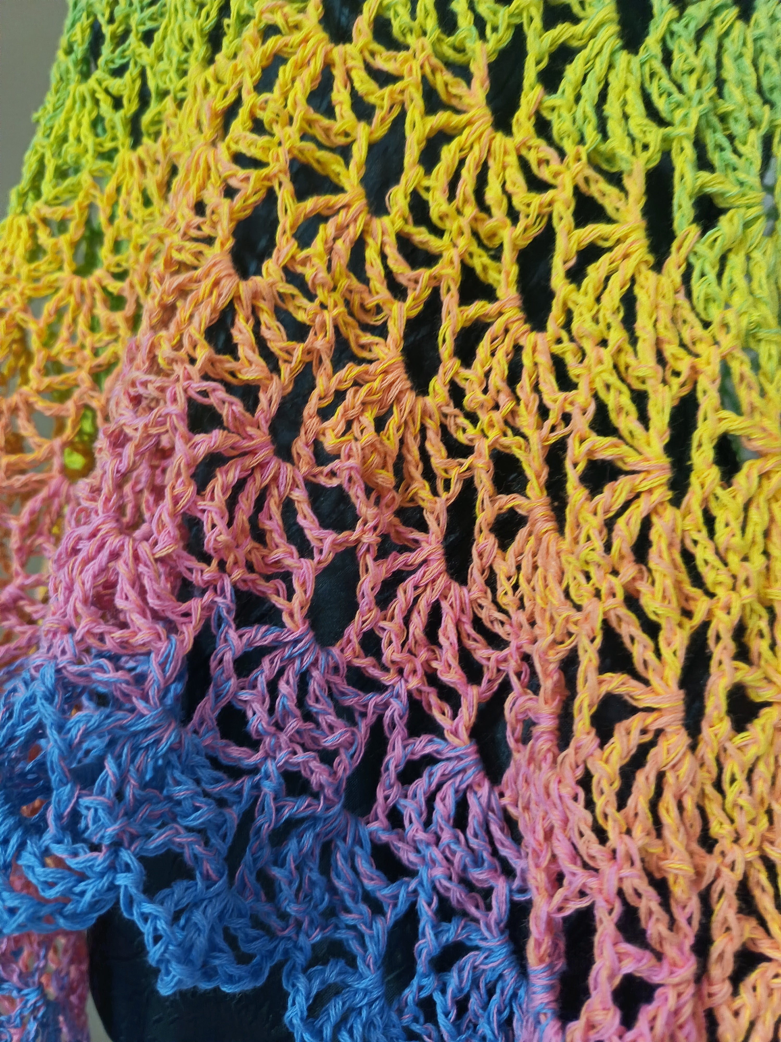 Poncho "Iris" long - Multicolore - 100% Coton - TU