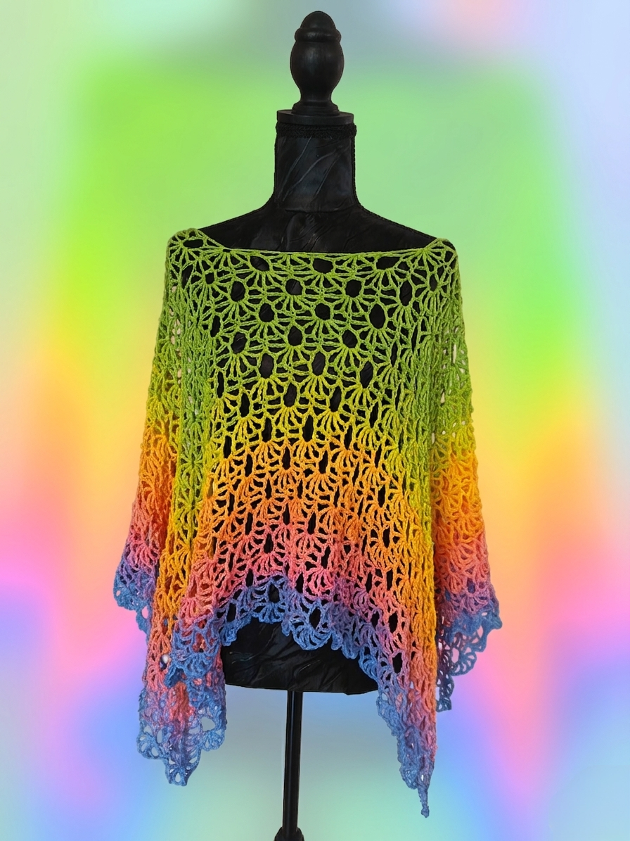 Poncho "Iris" long - Multicolore - 100% Coton - TU