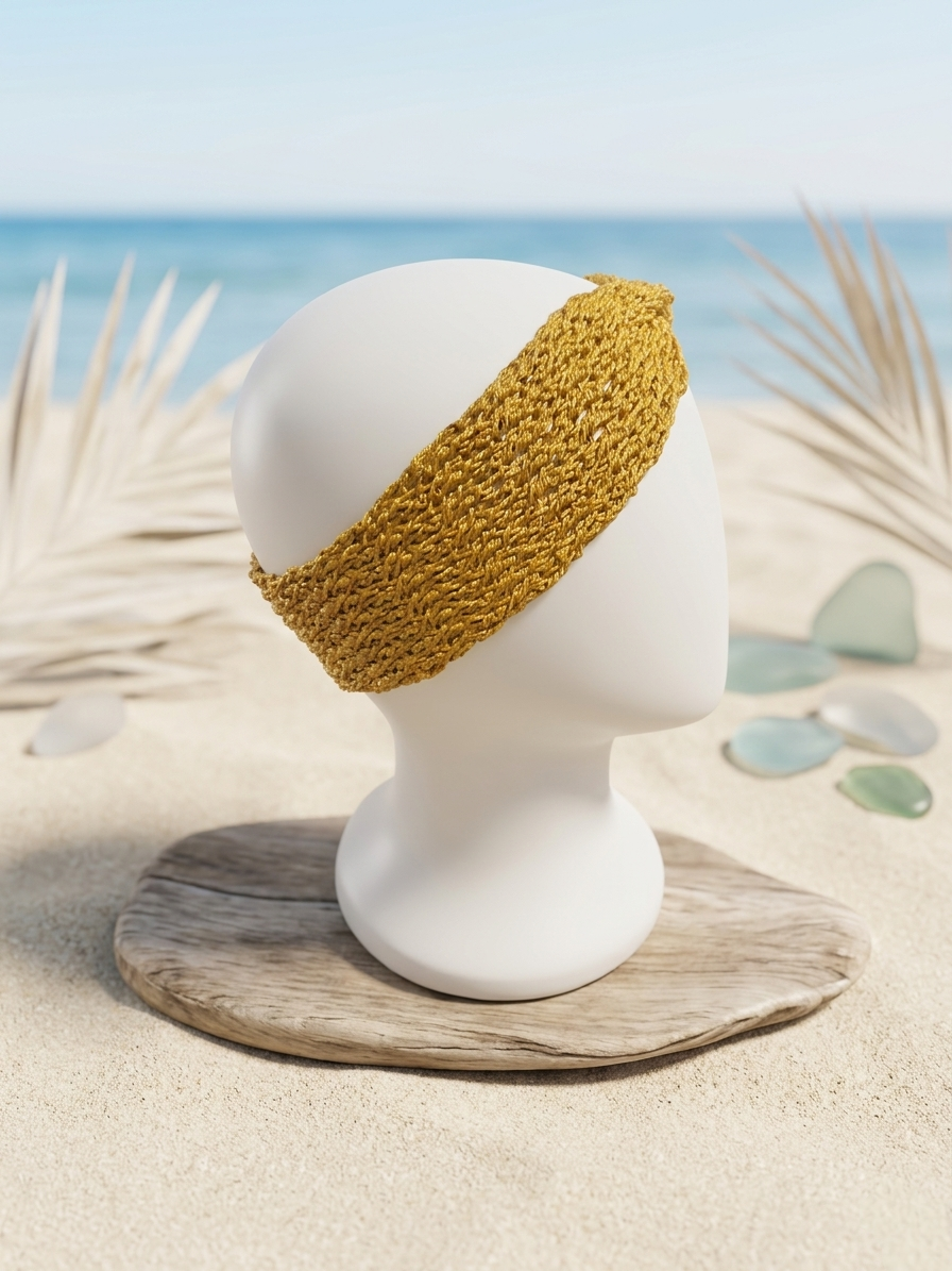 Headband "Iris" - Jaune Moutarde - 100 % Coton - TU