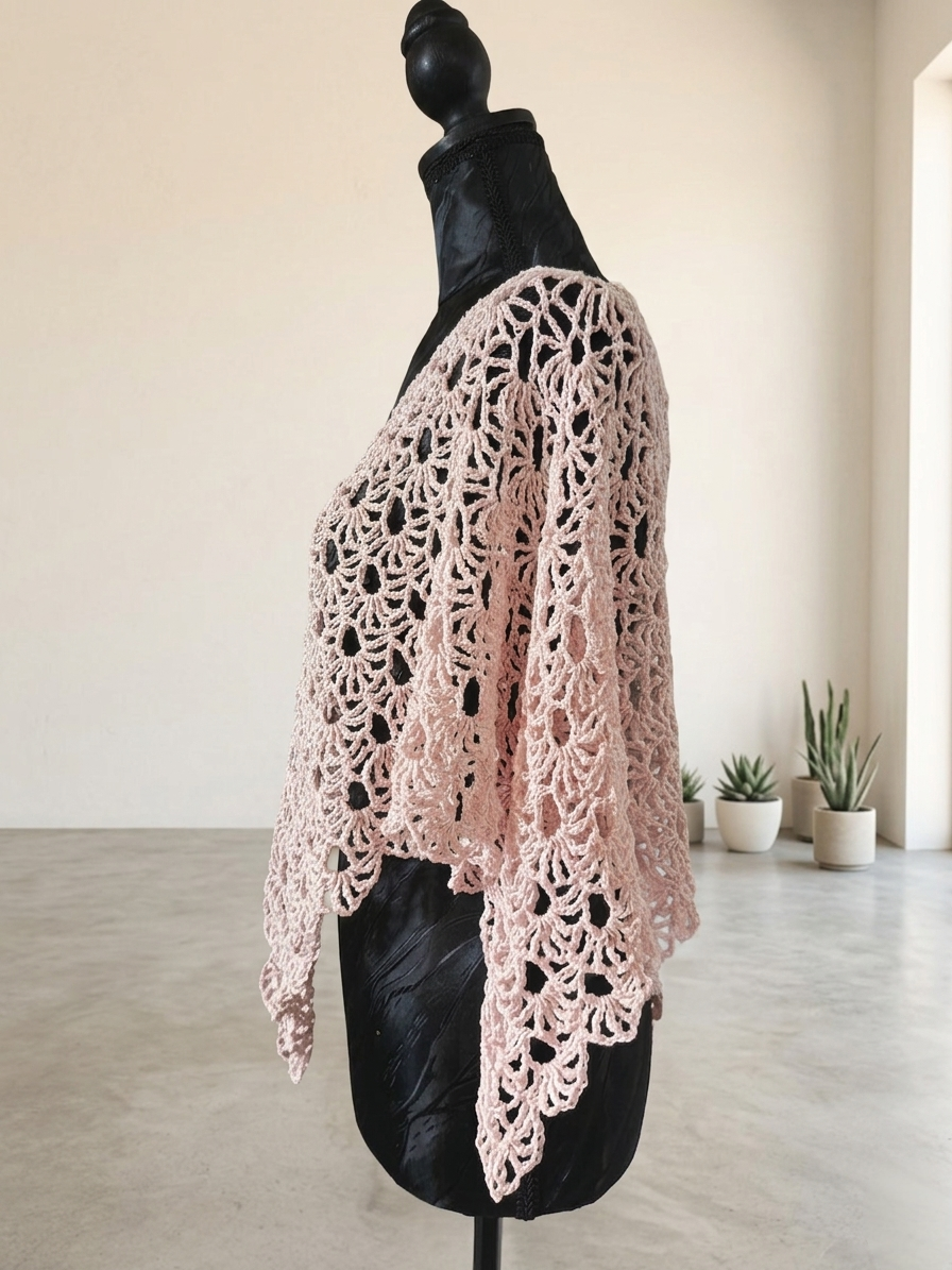 Poncho "Iris" - Rose Poudré - 100% Coton mercerisé - Taille S/M/L