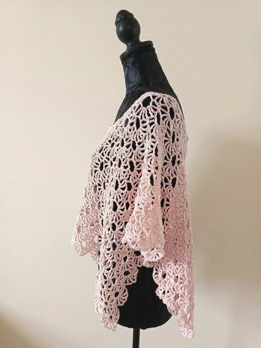 Poncho "Iris" - Rose Poudré - 100% Coton mercerisé - Taille S/M/L