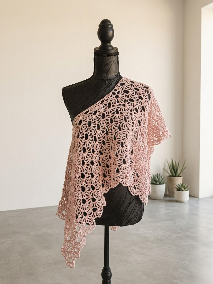 Poncho "Iris" - Rose Poudré - 100% Coton mercerisé - Taille S/M/L