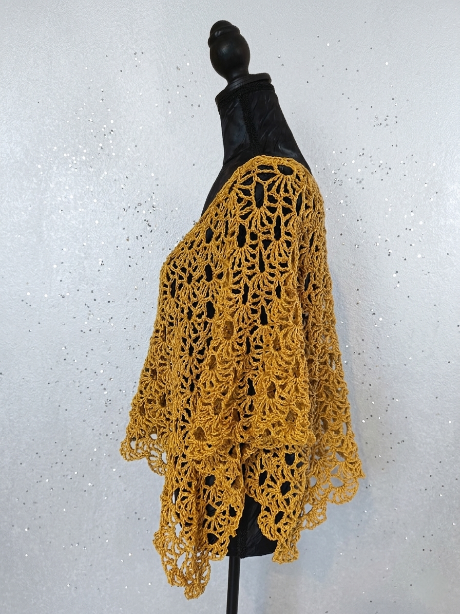 Poncho "Iris" - Moutarde - 100% Coton mercerisé - Taille S/M/L