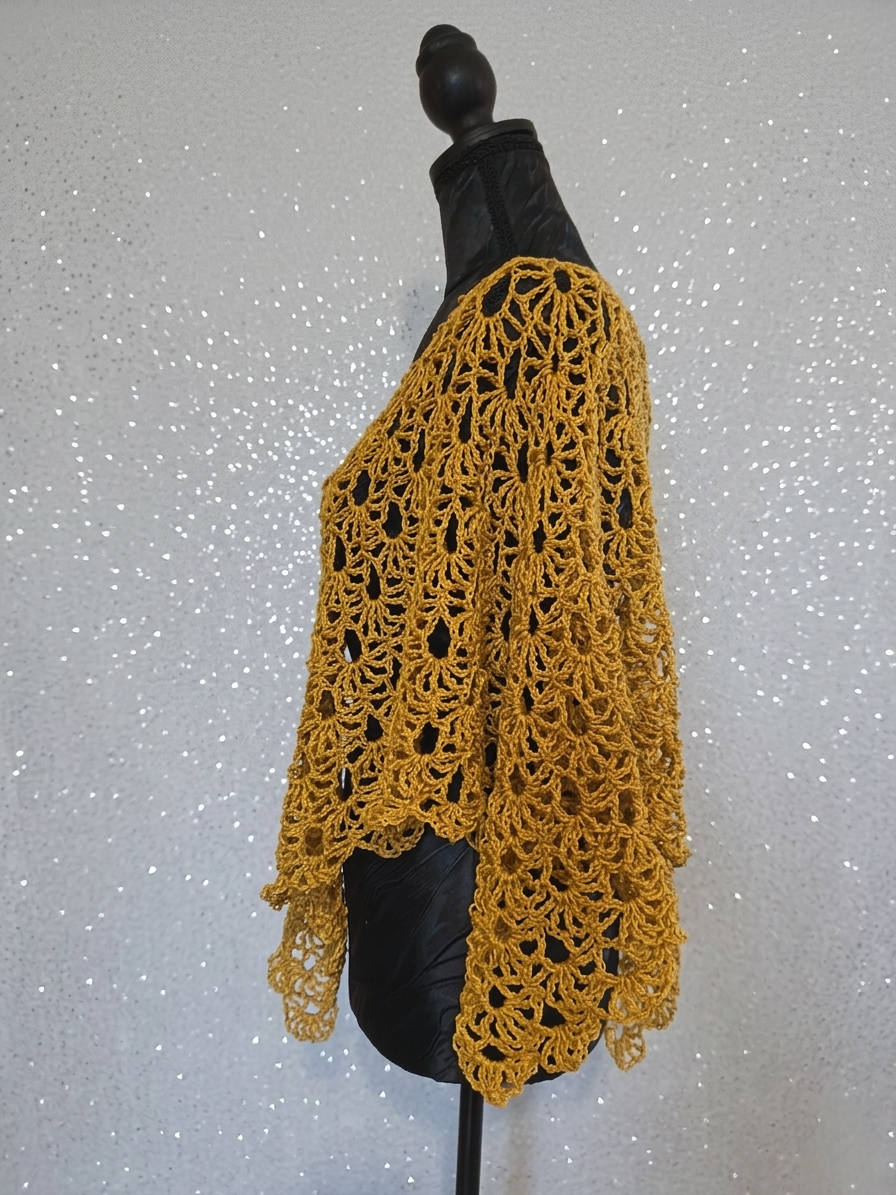 Poncho "Iris" - Moutarde - 100% Coton mercerisé - Taille S/M/L