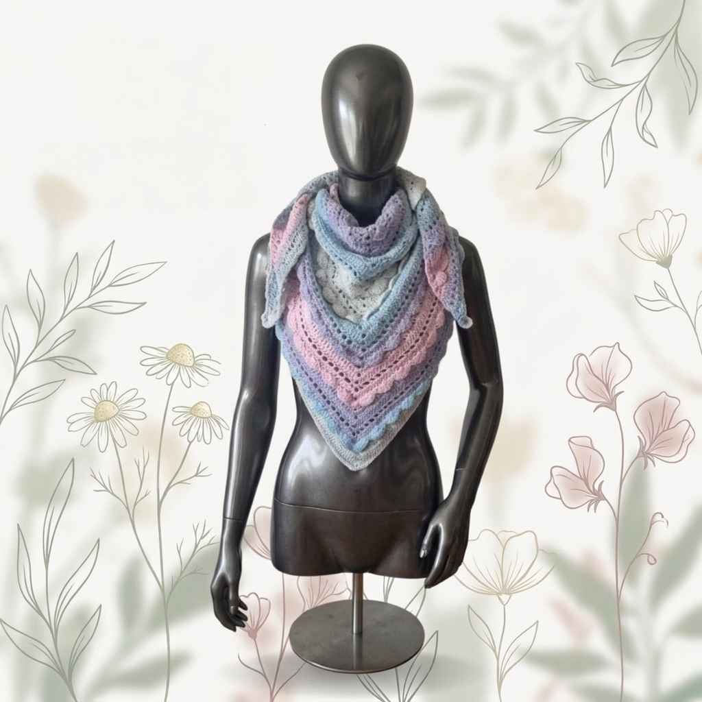 Châle "Light" - Bleu Rose Violet - 100% Acrylique - TU