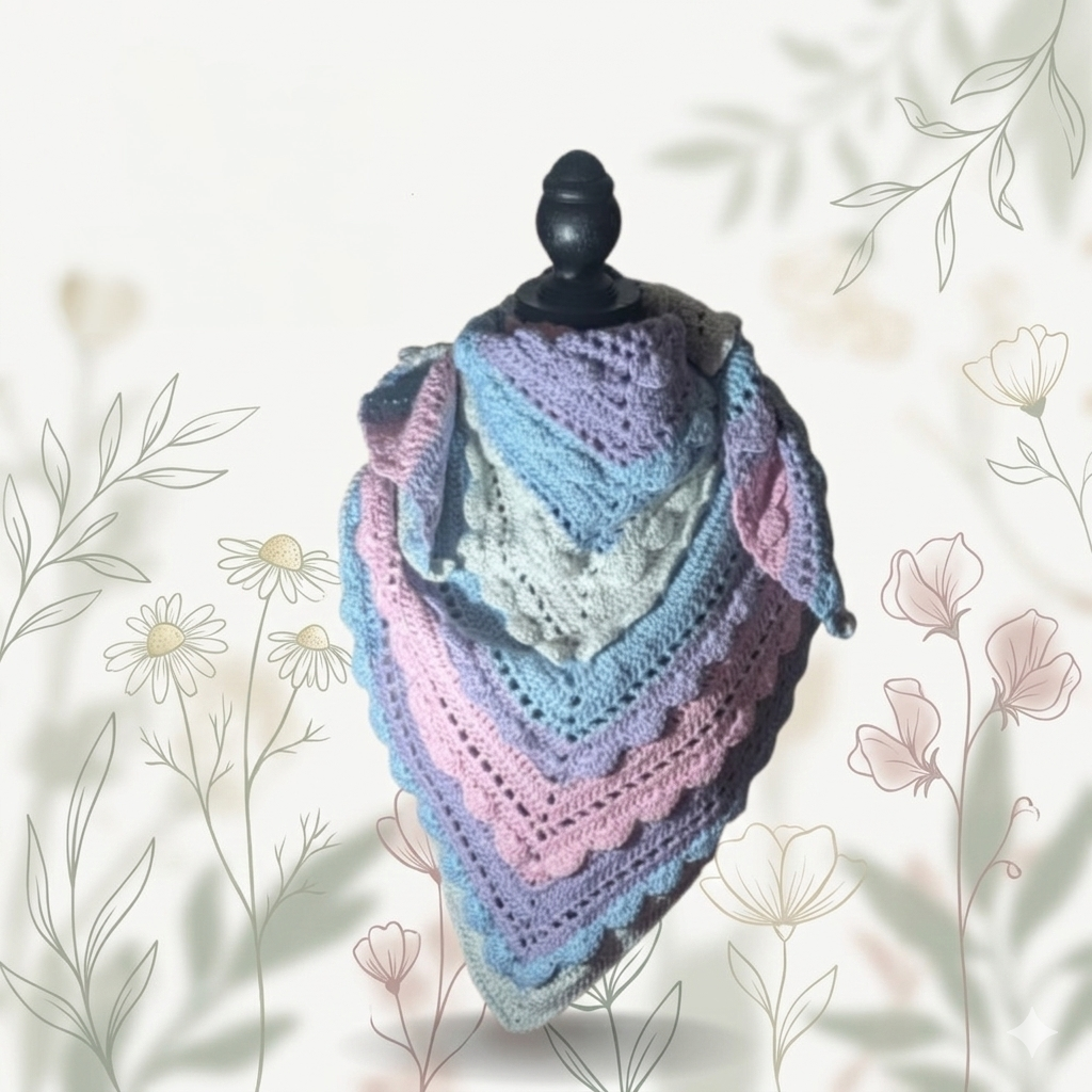 Châle "Light" - Bleu Rose Violet - 100% Acrylique - TU