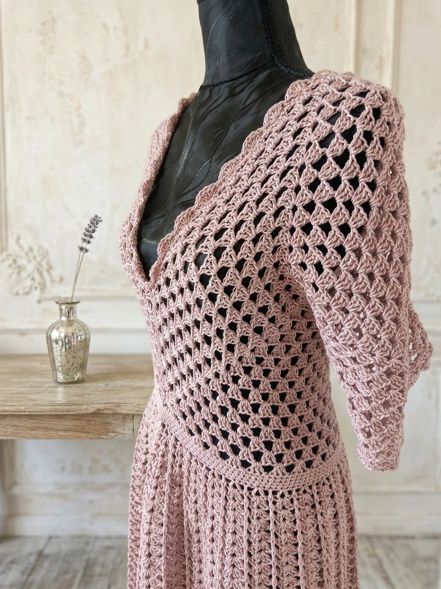 Robe "Fresh Lilas" Perles d'acier - Rose Lilas - 100% Coton mercerisé - Taille S/M