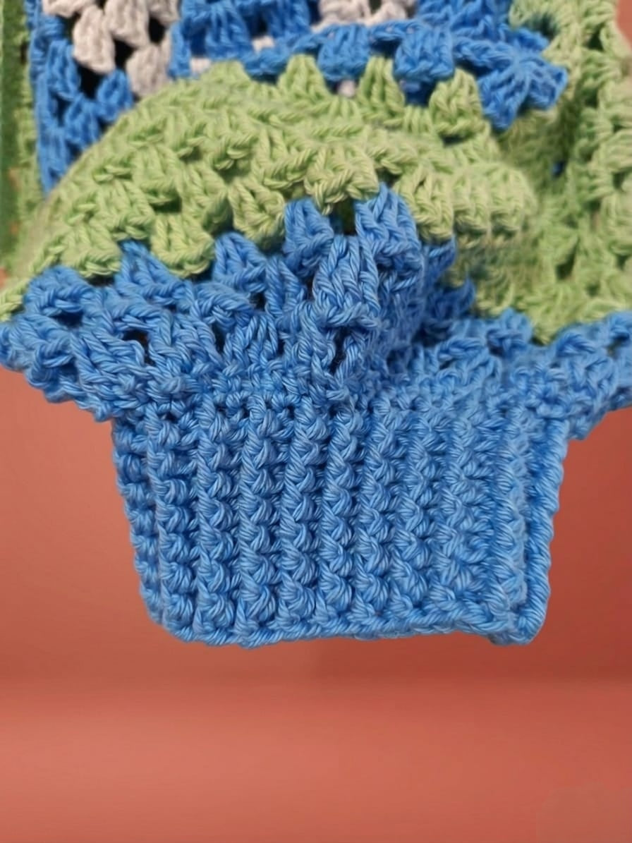 Cardigan "Primavera" - Bleu Vert Blanc - 100% Coton - Taille M