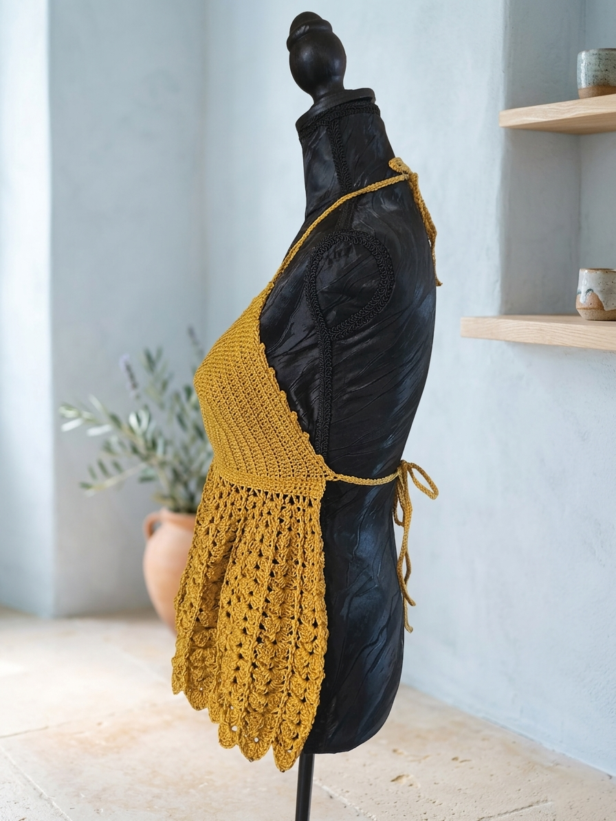 Top Dos Nu "Sunny" - Jaune moutarde - 100 % Coton mercerisé - Taille L