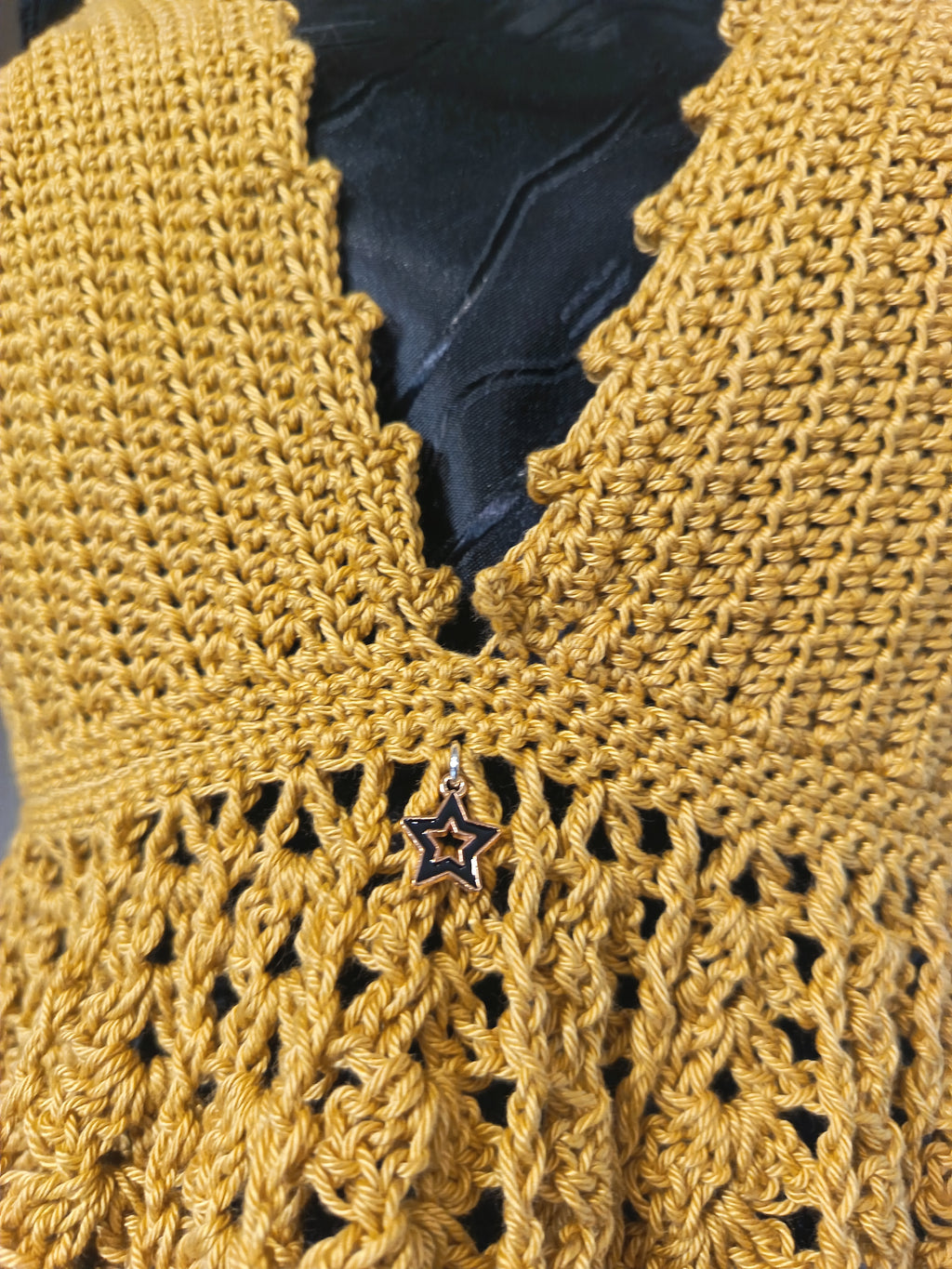 Top Dos Nu "Sunny" - Jaune moutarde - 100 % Coton mercerisé - Taille L