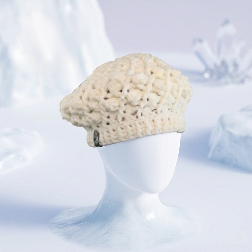 Béret "Twist" - Blanc écru - 20% Laine 80% Acrylique - TU