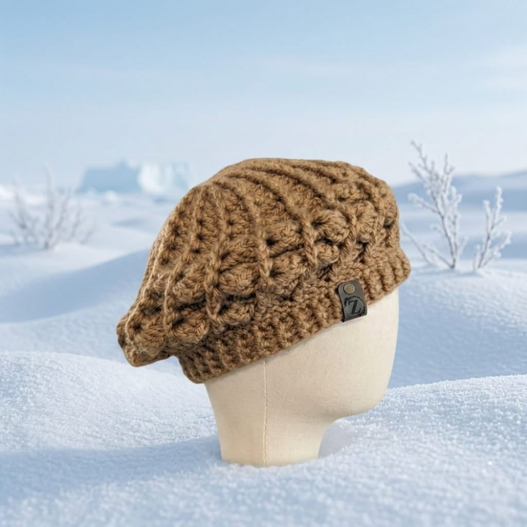 Béret "Twist" - Caramel - 20% Laine 80% Acrylique - Taille U