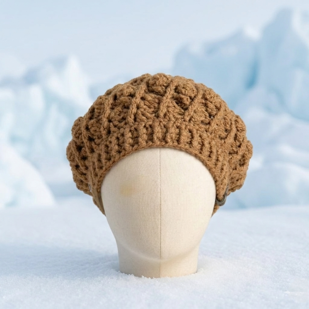 Béret "Twist" - Caramel - 20% Laine 80% Acrylique - Taille U