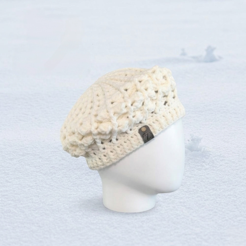 Béret "Twist" - Blanc écru - 20% Laine 80% Acrylique - TU